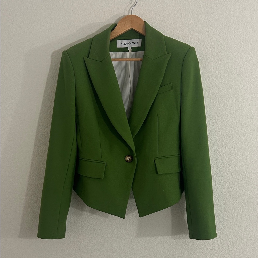 Veronica Beard Hosanna Lemongrass Single-Button Dickey Blazer